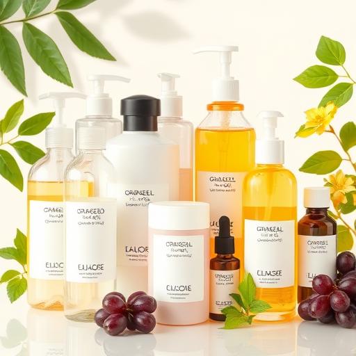 Elegant skincare bottles on a shelf