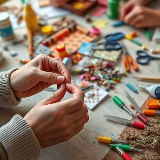Hands involved in crafting