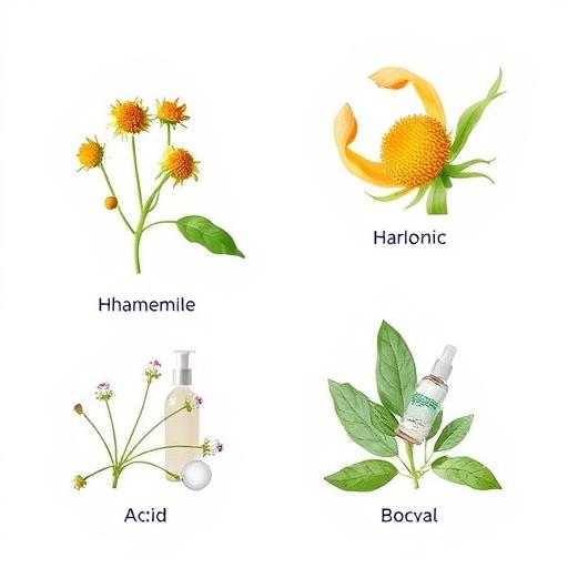 A focus on key skincare ingredients like chamomile and hyaluronic acid.