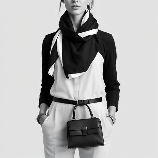 A sleek monochrome outfit with perfectly blended accessories