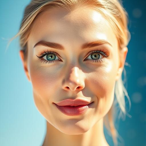 A split image showing half a face with a glowing morning look, enhanced by day cream, and the other half with a serene, hydrated night look, enhanced by night cream. The morning side is bright with sunlight streaming, while the night side is calm and starry.
