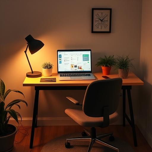 A tidy minimalist desk setup with productivity tools
