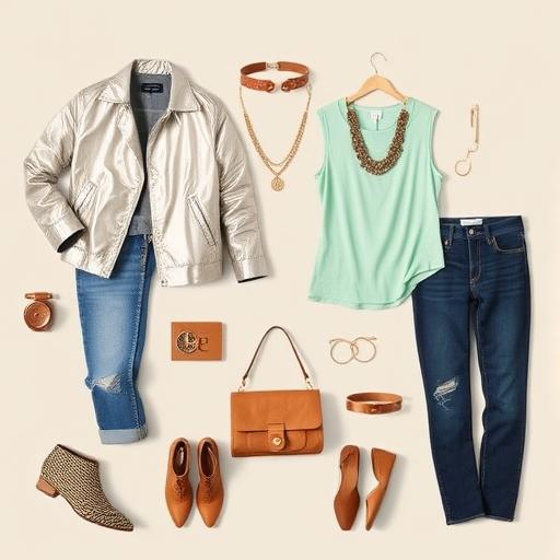 Stylish Outfit Composition with Metallics