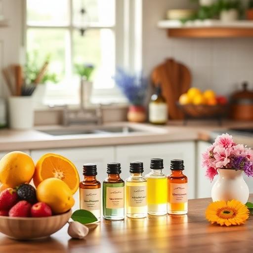 A cozy kitchen setup where an individual crafts DIY comfort scents