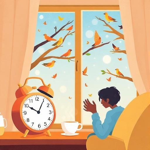 Illustration of a peaceful morning scene