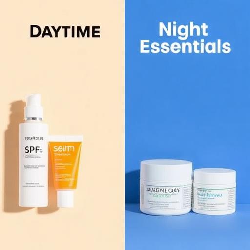 Contrast between daytime and nighttime skincare products